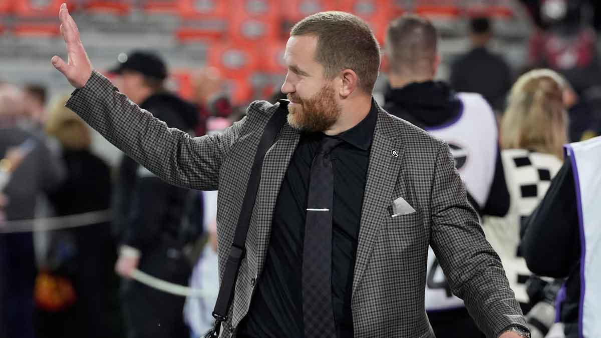 Georgia Defensive Glenn Schumann arrives before the start of a NCAA college football game against Tennessee in Athens, Ga., on Saturday, Nov. 16, 2024.