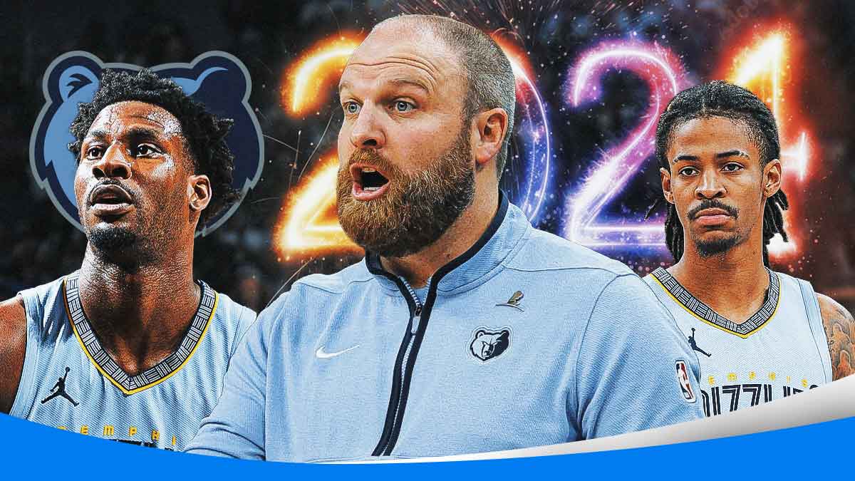 Jaren Jackson Jr., Taylor Jenkins, Ja Morant, Grizzlies logo, 2024 fireworks