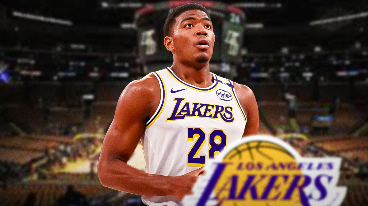 LA Lakers player Rui Hachimura with the Lakers arena in the background, Nuggets loss