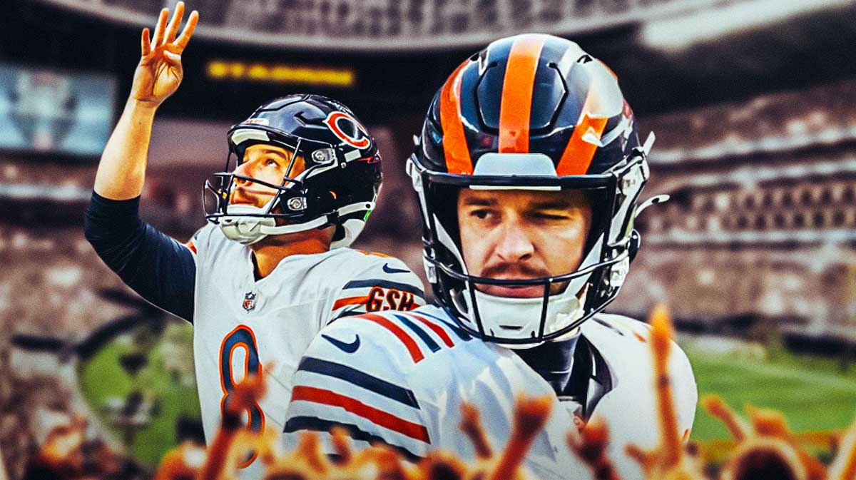 Cairo Santos in Bears jersey with field goal post background.