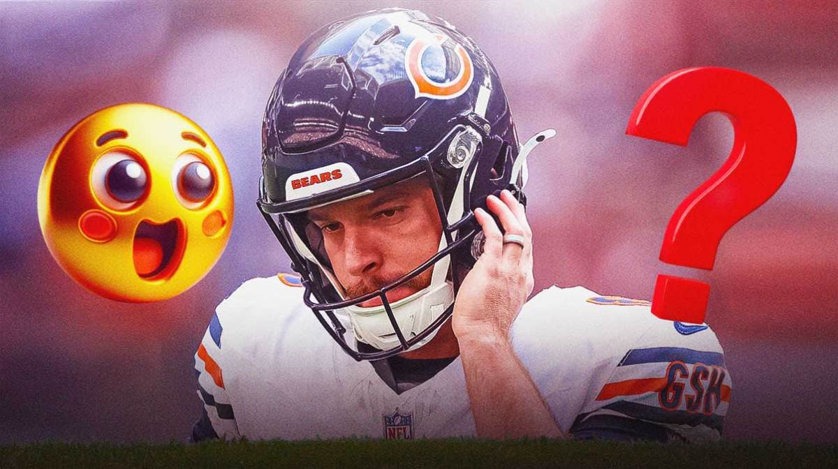 Bears' kicker Cairo Santos with the surprised emoji face and question marks