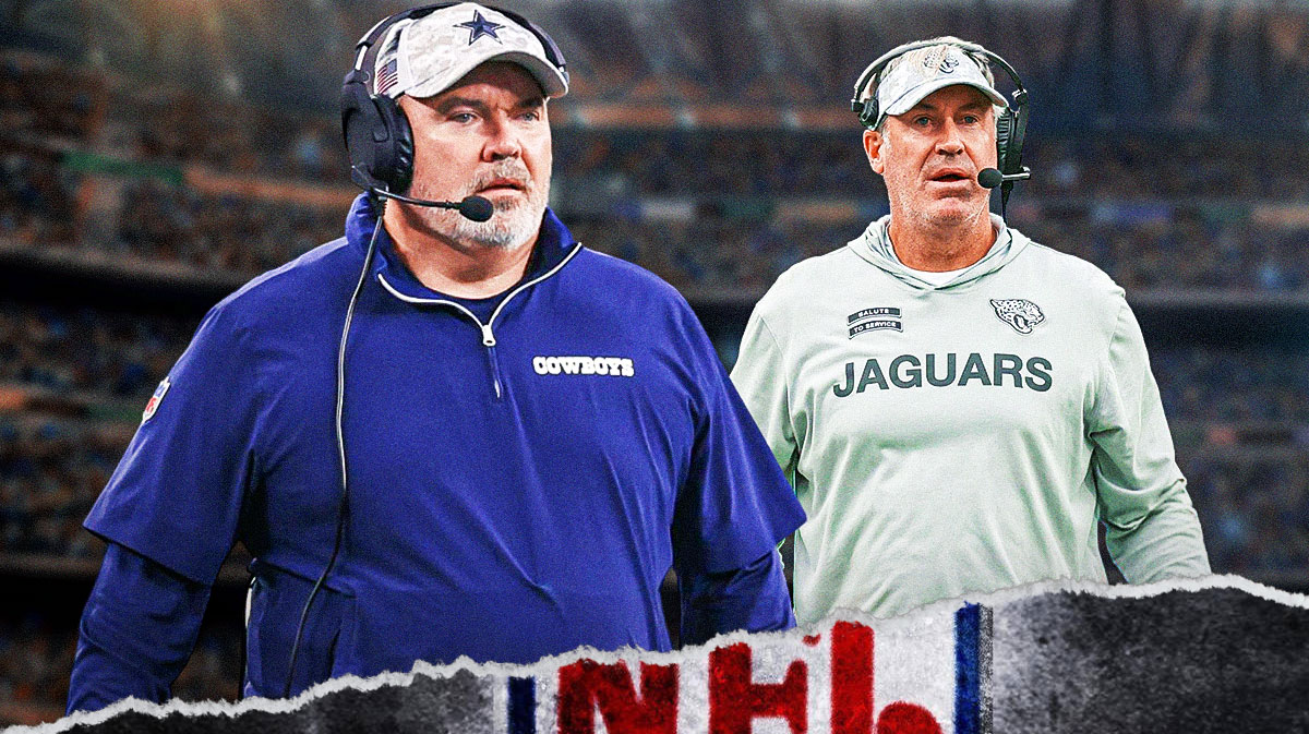 NFL head coaches Cowboys Mike McCarthy and Jaguars Doug Pederson looking sad/upset
