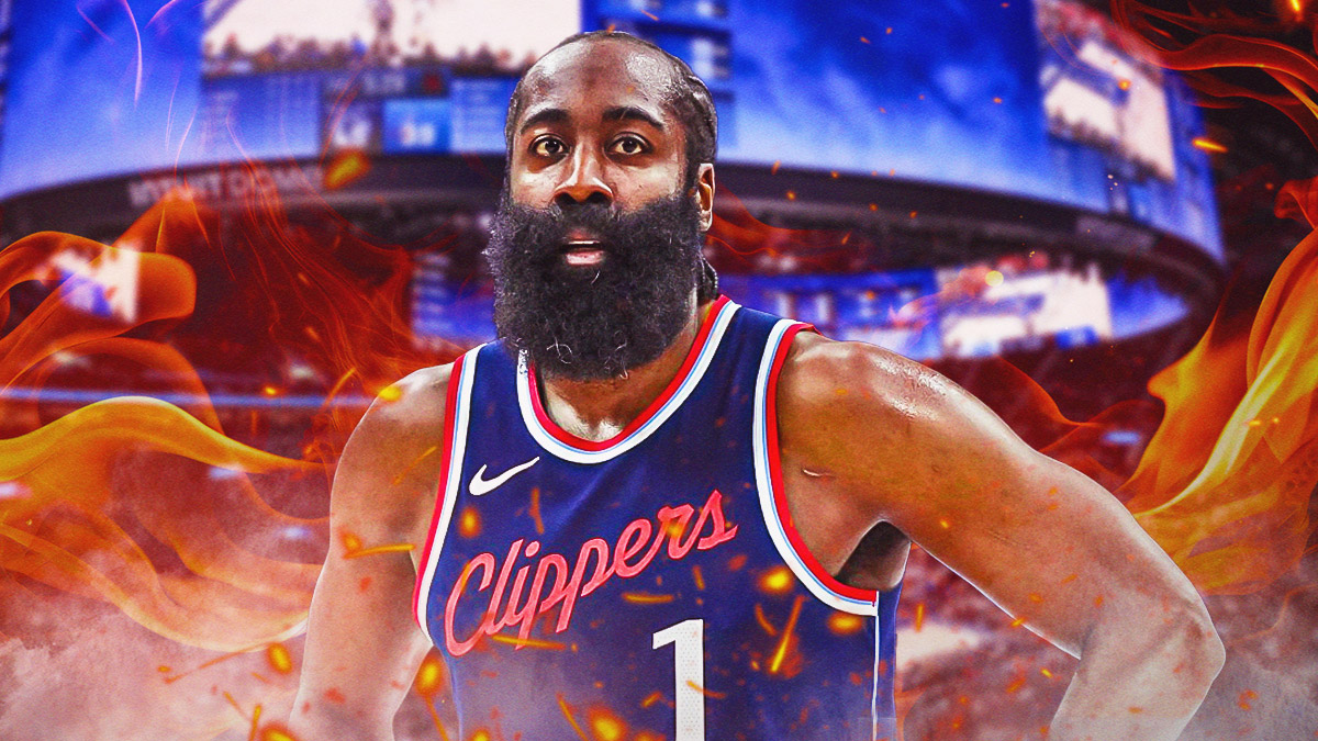 Clippers' James Harden with flames all around him