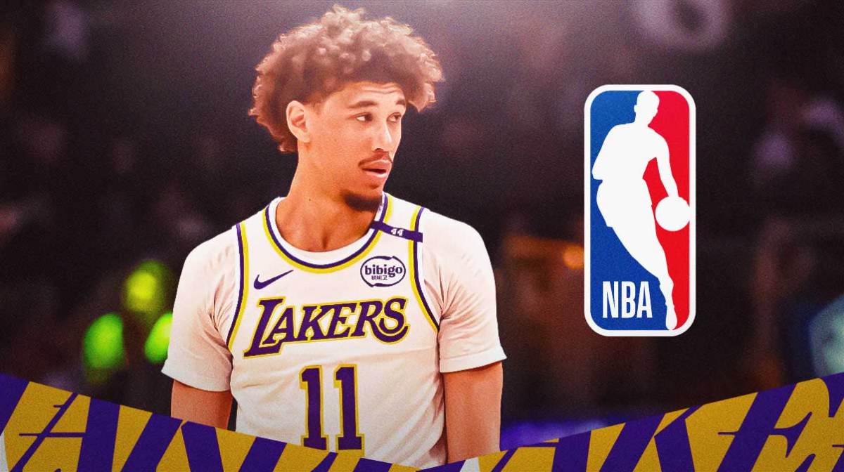 Jaxson Hayes beside the NBA logo