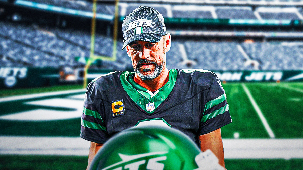 Aaron Rodgers in a Jets jersey.