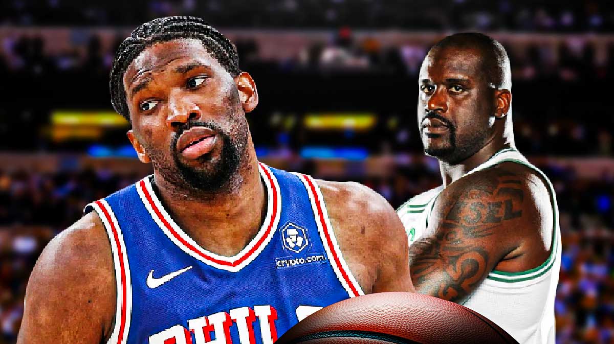Philadelphia 76ers player Joel Embiid and former NBA player Shaquille O'Neal