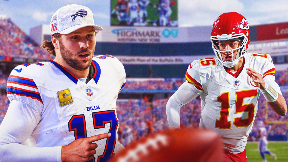 Bills QB Josh Allen, Chiefs QB Patrick Mahomes, inside Highmark Stadium