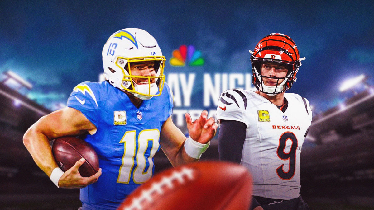 Justin Herbert next to Joe Burrow on Sunday Night Football
