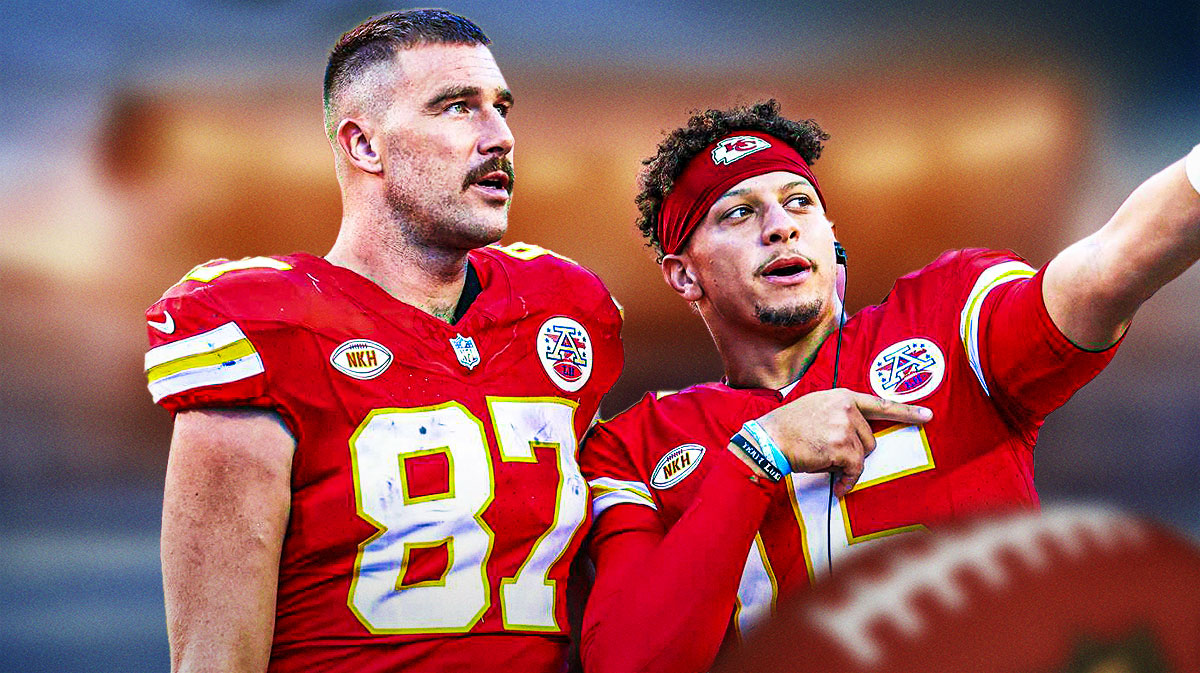 Chiefs' Patrick Mahomes and Travis Kelce ahead of Panthers Week 12 game.