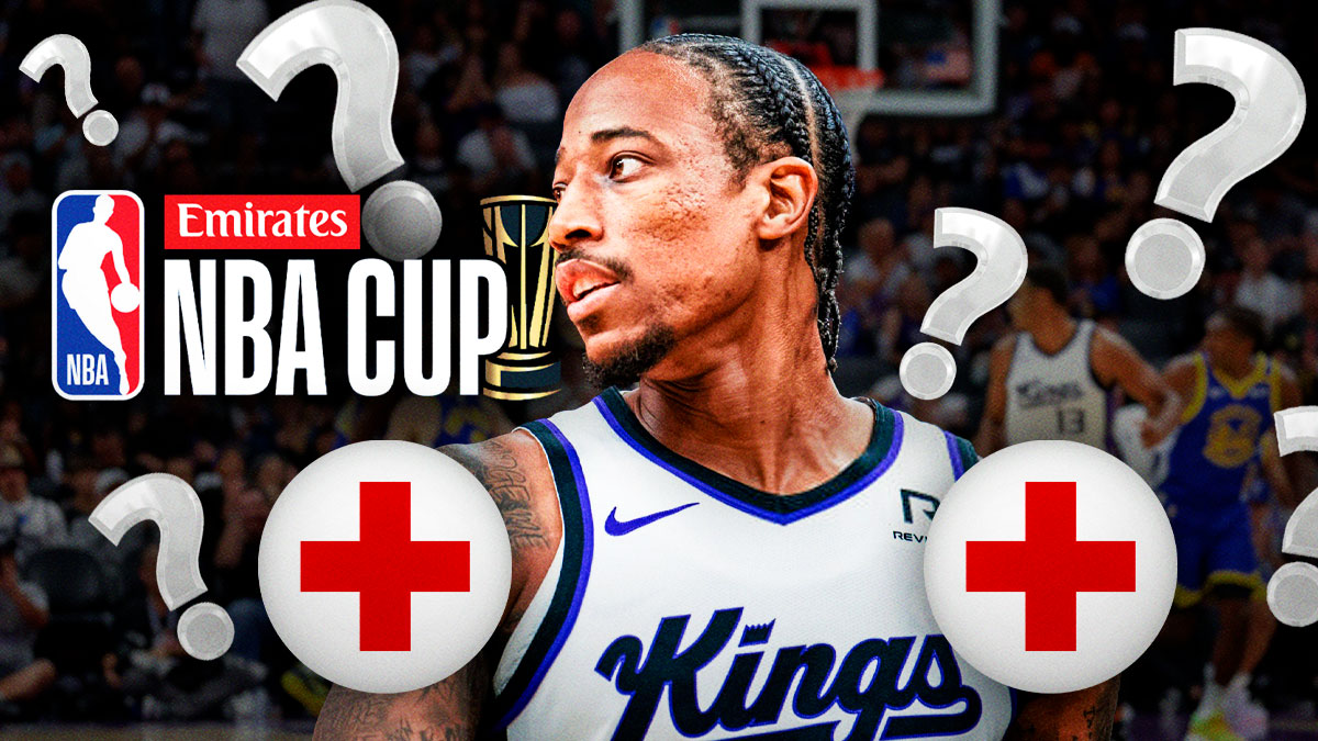 Kings' DeMar DeRozan with injury symbol and NBA Cup