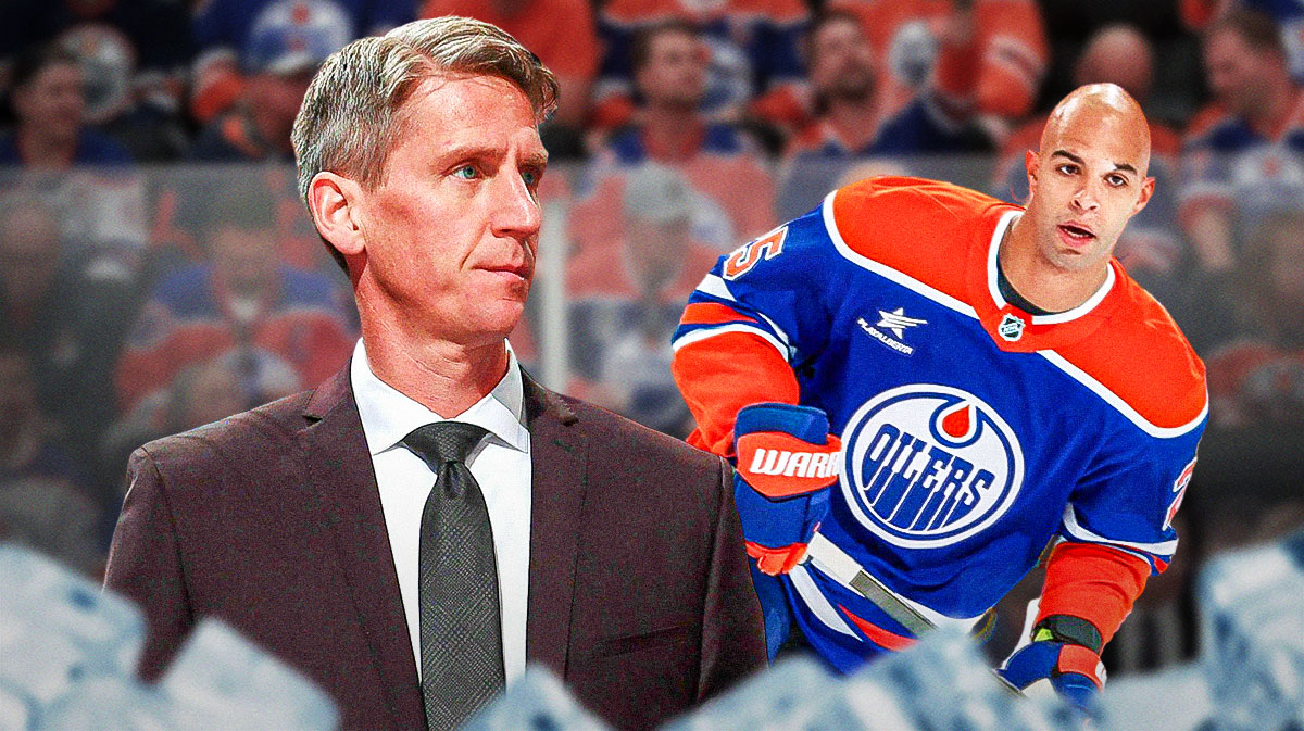 Oilers coach Kris Knoblauch on the left, Darnell Nurse (injured after Reaves hit) on the right
