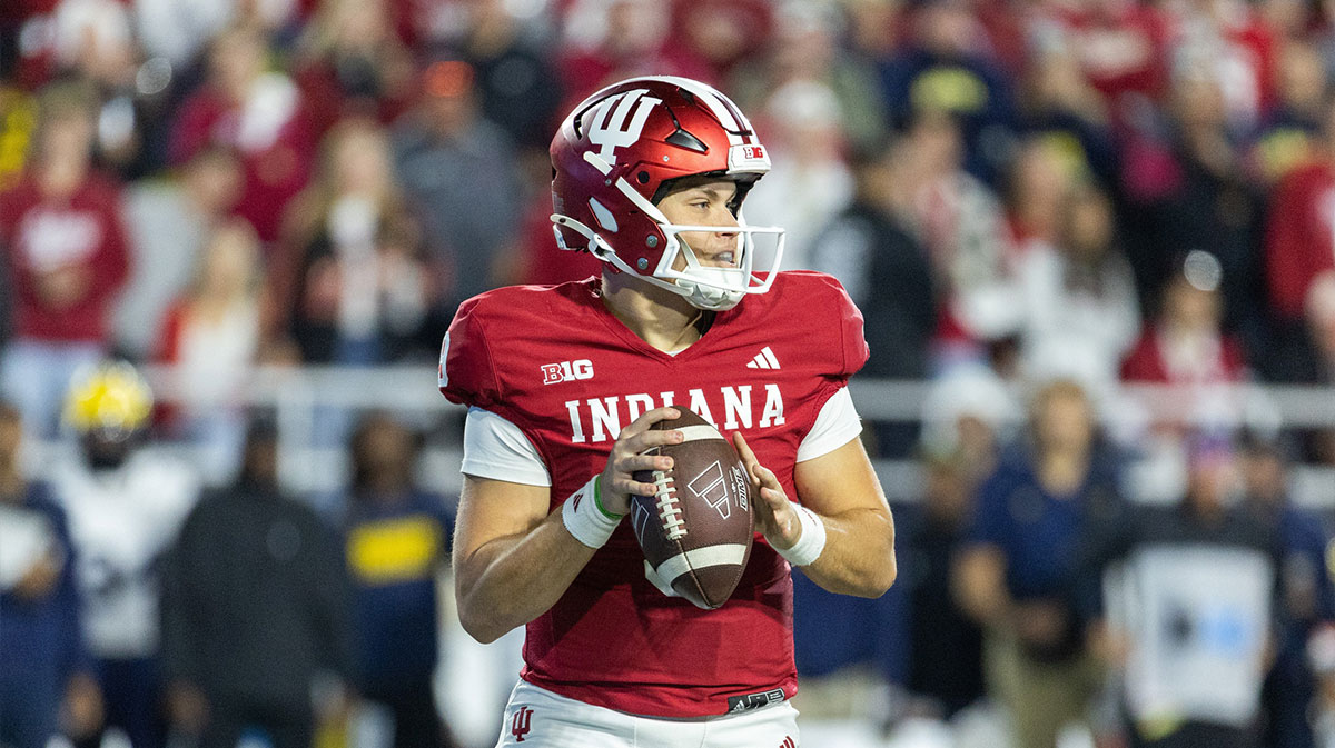 Indiana Hoosiers quarterback Kurtis Rourke (9) passes the ball in the second half against the Michigan Wolverines at Memorial Stadium.