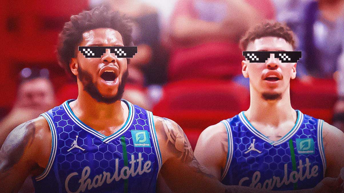 Hornets duo Miles Bridges and LaMelo Ball with deal with it shades