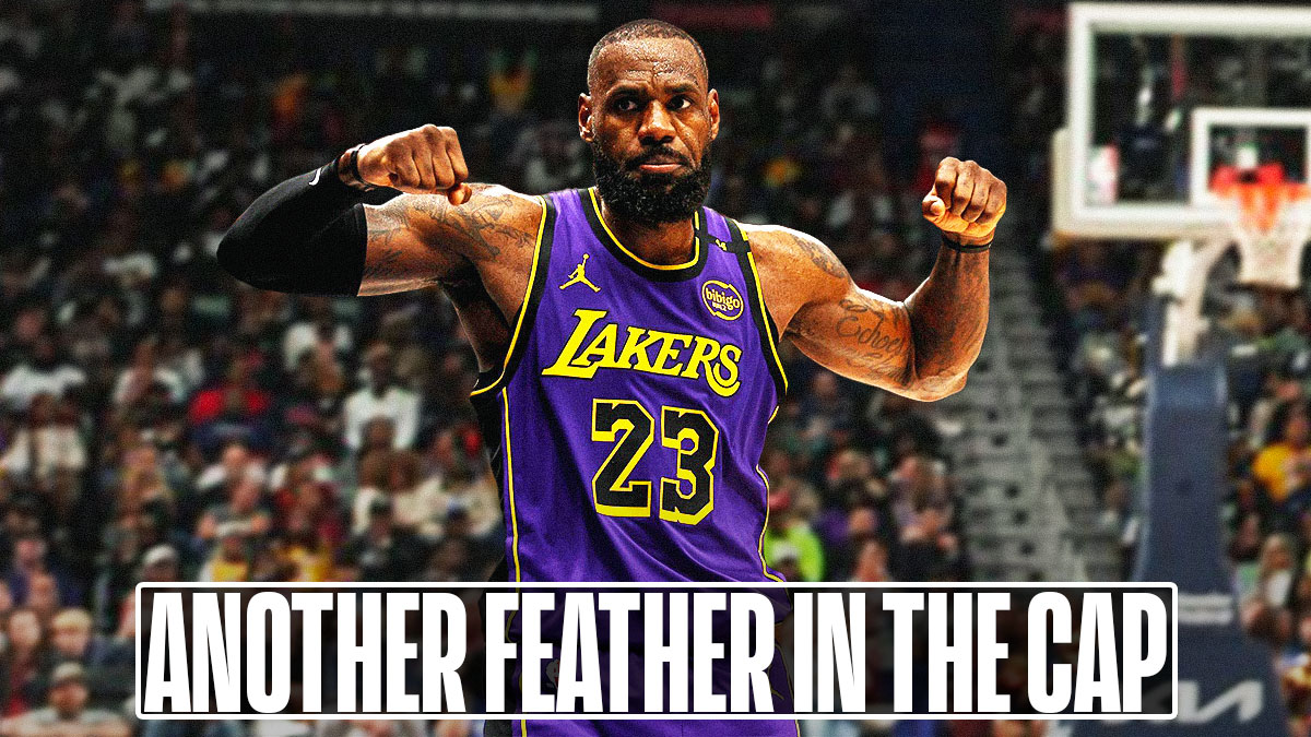 LeBron James with the text "Another feather in the cap"