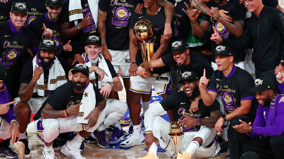 Lakers celebrating the title.