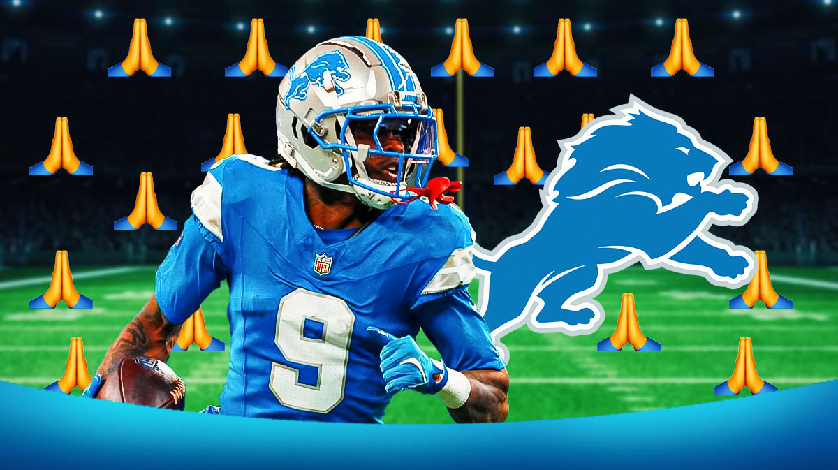 Lions' Jameson Williams with Lions logo and lots of prayer emojis 🙏