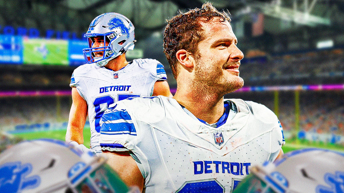 Sam LaPorta in a Lions jersey.