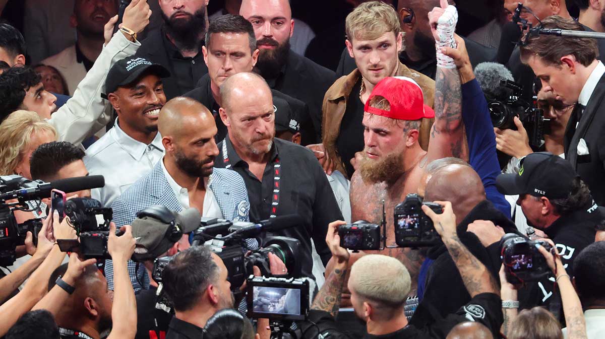 Logan and Jake Paul after the latter defeated Mike Tyson.