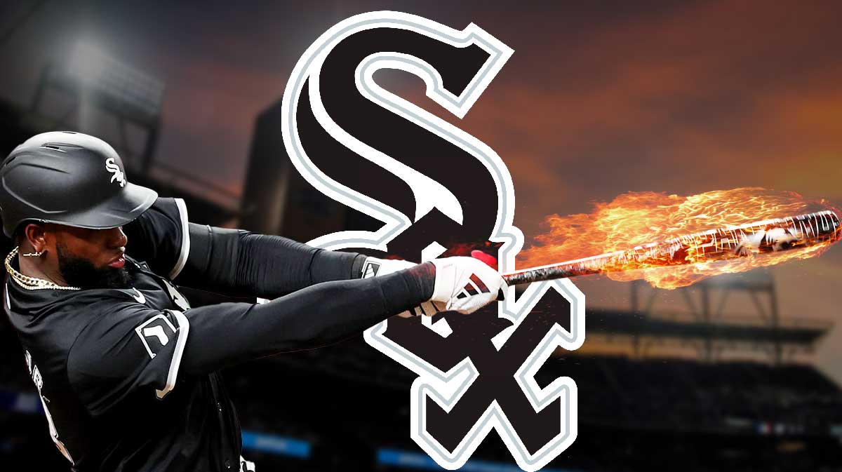 White Sox Luis Robert swinging a bat made of fire