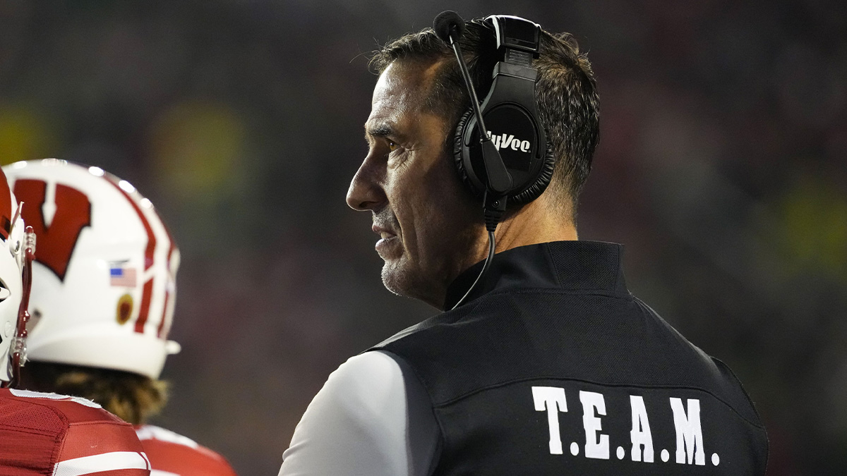 Wisconsin Badgers head coach Luke Fickell looks on during the first quarter against the Oregon Ducks at Camp Randall Stadium.