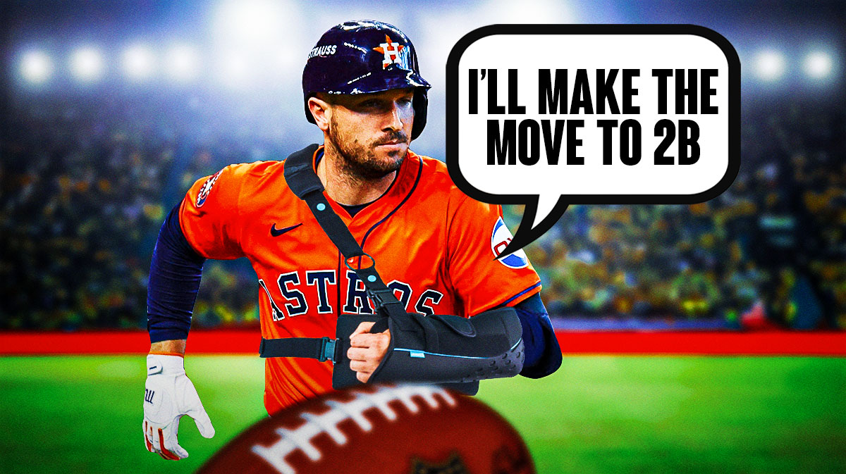 Alex Bregman with a shoulder splint on saying “I’ll make the move to 2B”