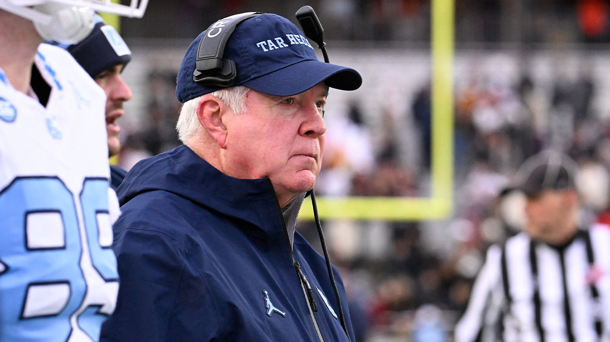 North Carolina Tar Heels head coach Mack Brown looks on during the second half against the Boston College Eagles at Alumni Stadium.