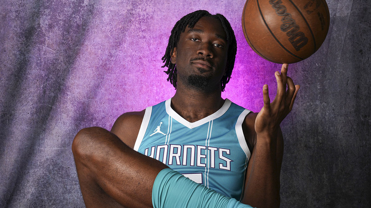 Charlotte Hornets center Mark Williams (5) during the Charlotte Hornets Media Day at the Spectrum Center