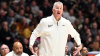 Purdue Boilermakers head coach Matt Painter reacts to a call during the second half against the Northern Kentucky Norse at Mackey Arena.