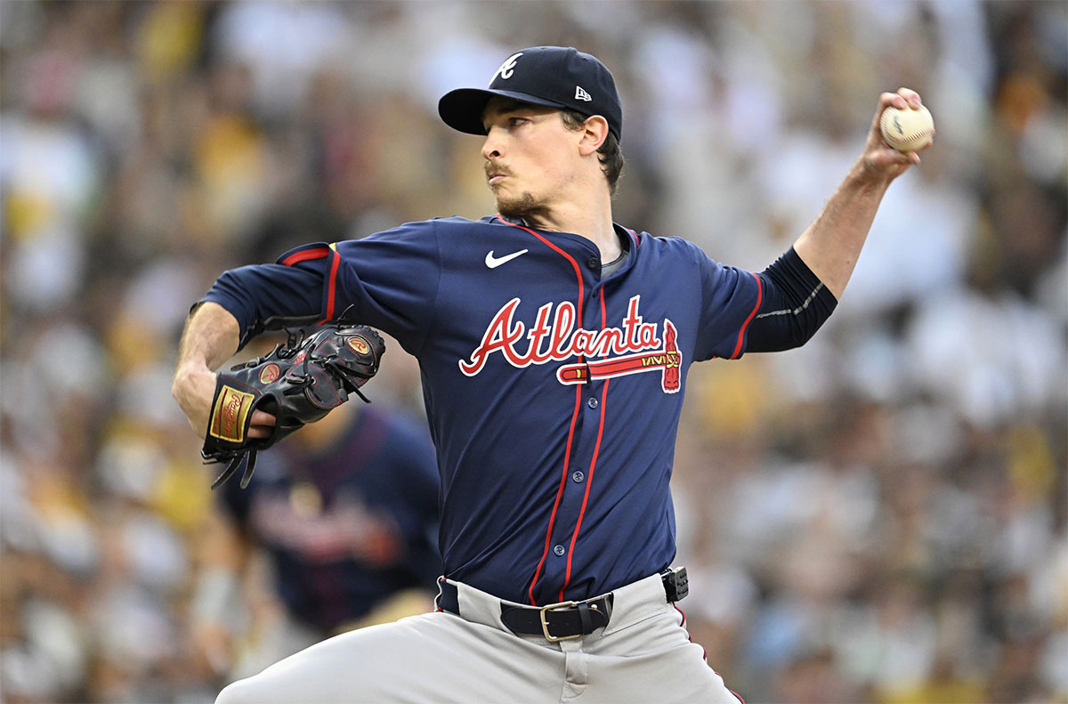 Atlanta Braves pitcher Max Fried (54) throws during the first inning of game two in the Wildcard round for the 2024 MLB Playoffs against the San Diego Padres at Petco Park. 