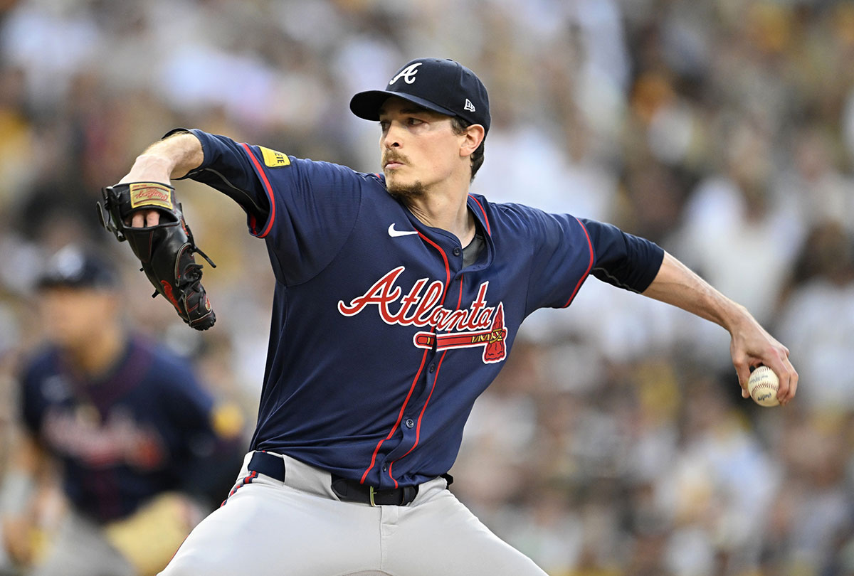 Atlanta Braves pitcher Max Fried (54) throws during the first inning of game two in the Wildcard round for the 2024 MLB Playoffs against the San Diego Padres at Petco Park.