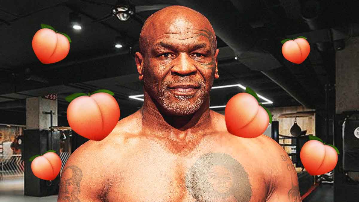 Mike Tyson with peach emoji all over him