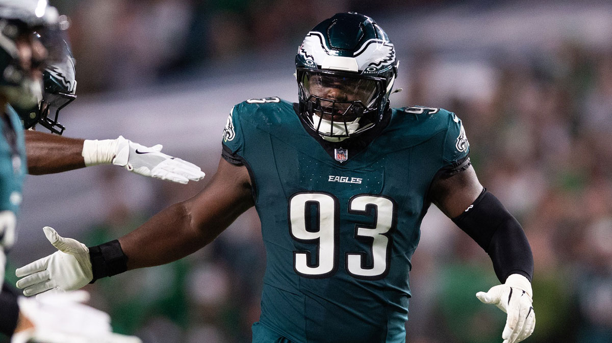 Philadelphia Eagles defensive tackle Milton Williams (93) in a game against the Atlanta Falcons during the third quarter at Lincoln Financial Field.