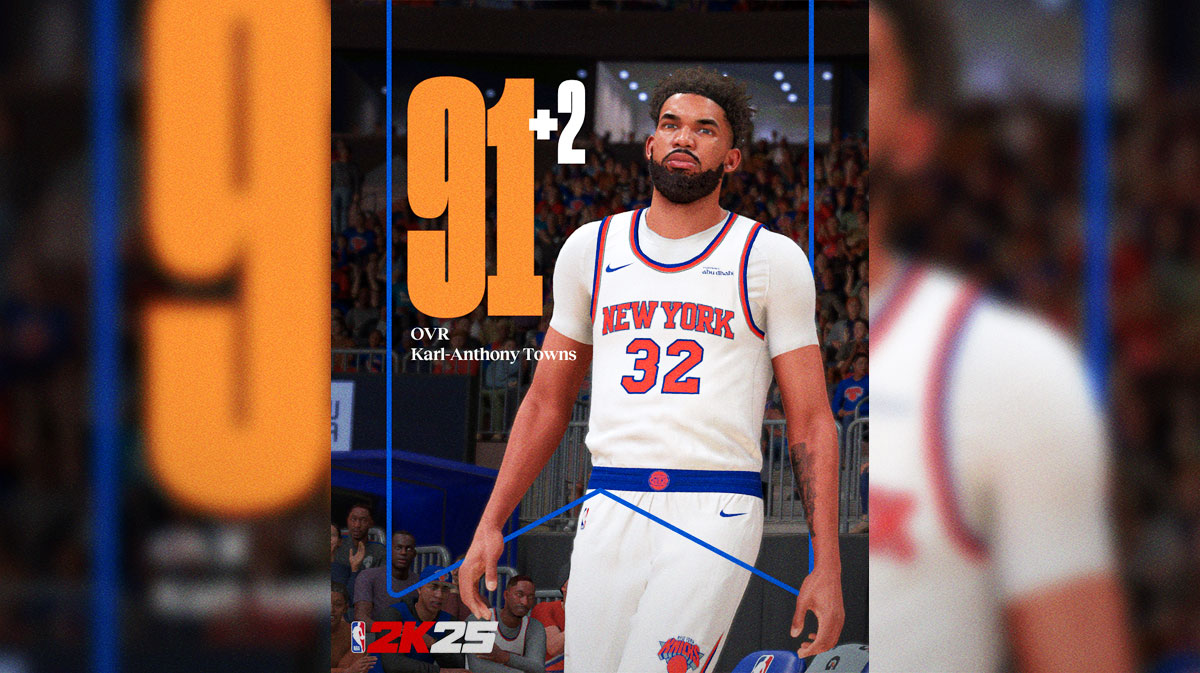 NBA 2K25 player overall ratings has Karl-Anthony Towns increase to a 91