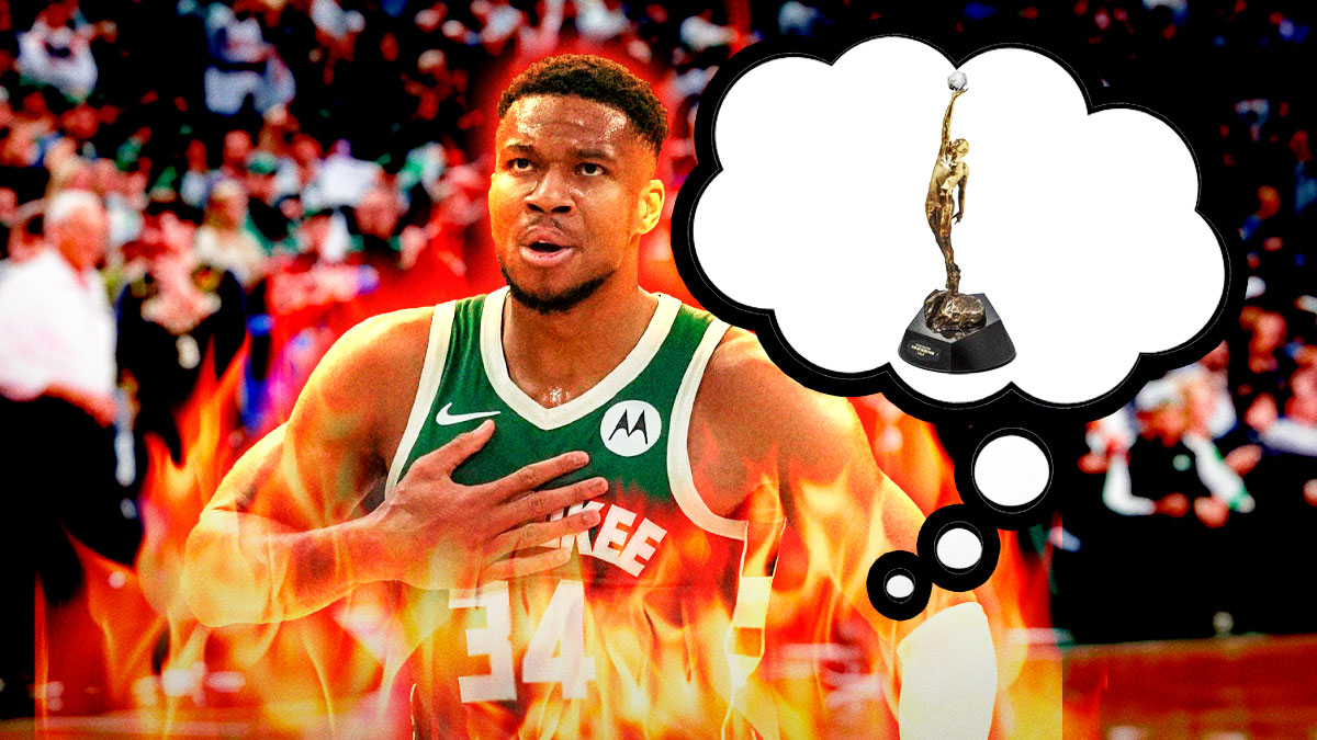 Bucks' Giannis Antetokounmpo with NBA MVP trophy