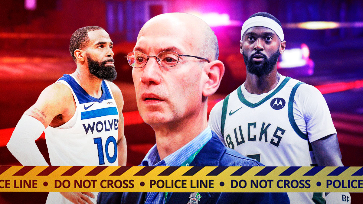 NBA's Adam Silver with Mike Conley, Bobby Portis, and Police