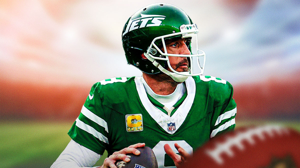 Aaron Rodgers in a Jets jersey.