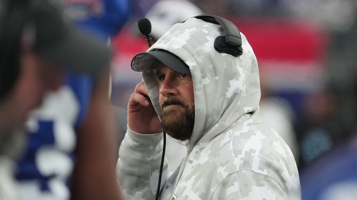 East Rutherford, NJ -- November 24, 2024 -- Giants head coach Brian Daboll late in the fourth quarter as the Tampa Bay Buccaneers came to MetLife Stadium and defeated the New York Giants 30-7.