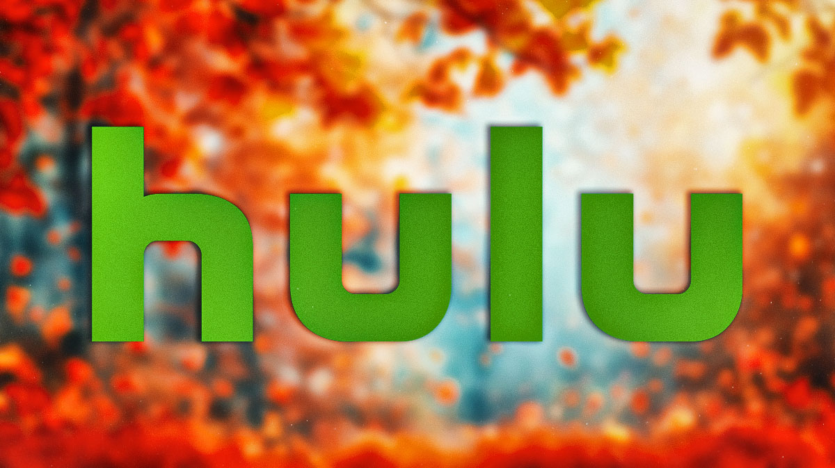 Hulu logo with fall background.