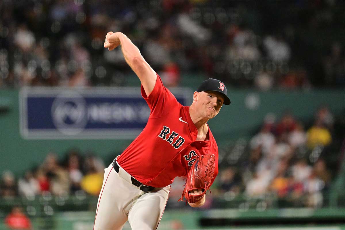 Boston Red Sox starting pitcher Nick Pivetta (37) pitches against the Tampa Bay Rays during first inning at Fenway Park. 