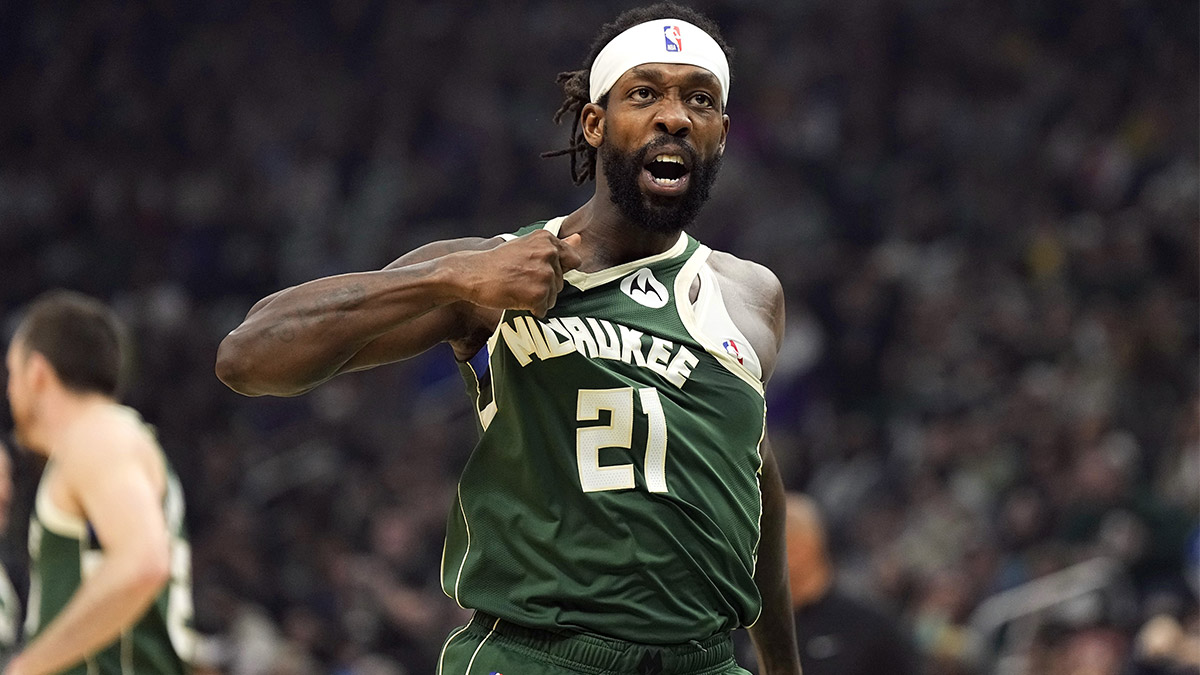 Milwaukee Bucks guard Patrick Beverley (21) gestures towards the crowd following a play during the second quarter against the Indiana Pacers during game five of the first round for the 2024 NBA playoffs at Fiserv Forum. Mandatory Credit: Jeff Hanisch-Imagn Images