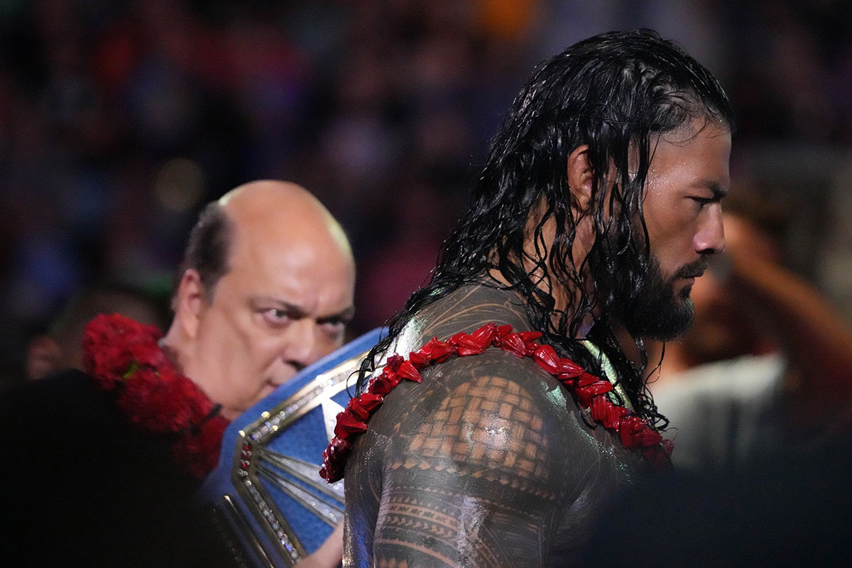 Paul Heyman and Roman Reigns at SummerSlam 2022.