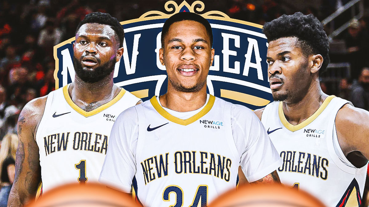 Yves Missi, Jordan Hawkins, Zion Williamson, Pelicans logo