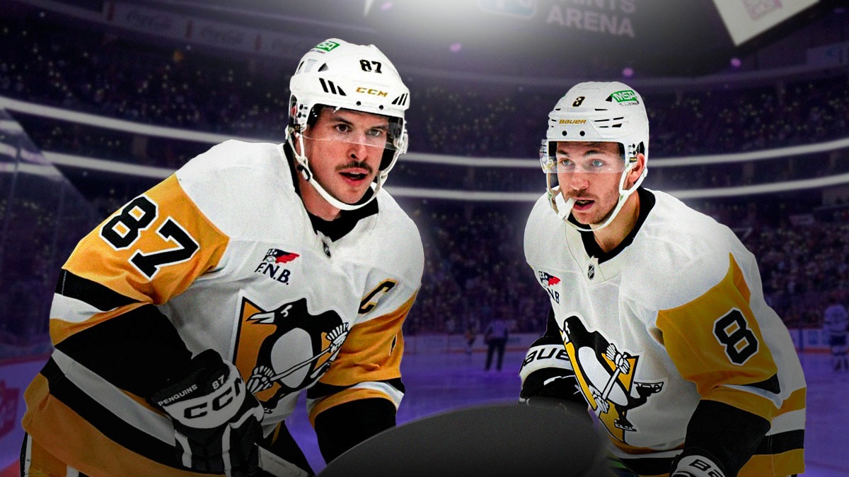 Penguins star Michael Bunting reacts to Sidney Crosby and Kyle Connor fighting.