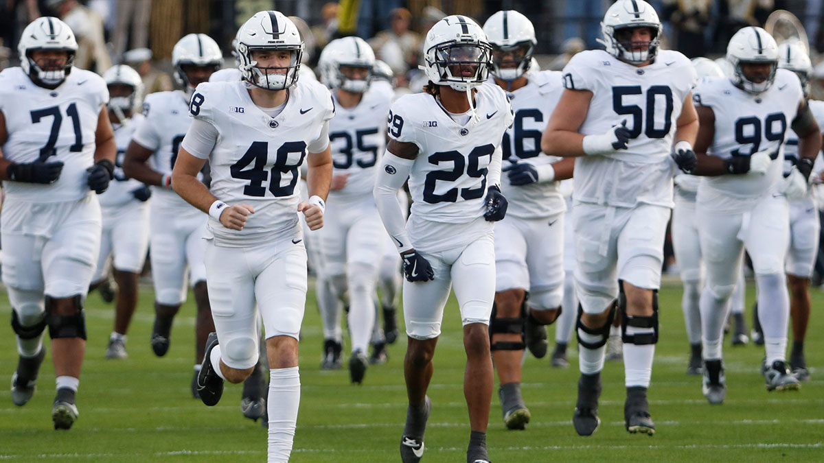 Penn State Nittany Lions takes to the field Saturday, Nov. 16, 2024, during the NCAA football game against the Purdue Boilermakers at Ross-Ade Stadium in West Lafayette, Ind.