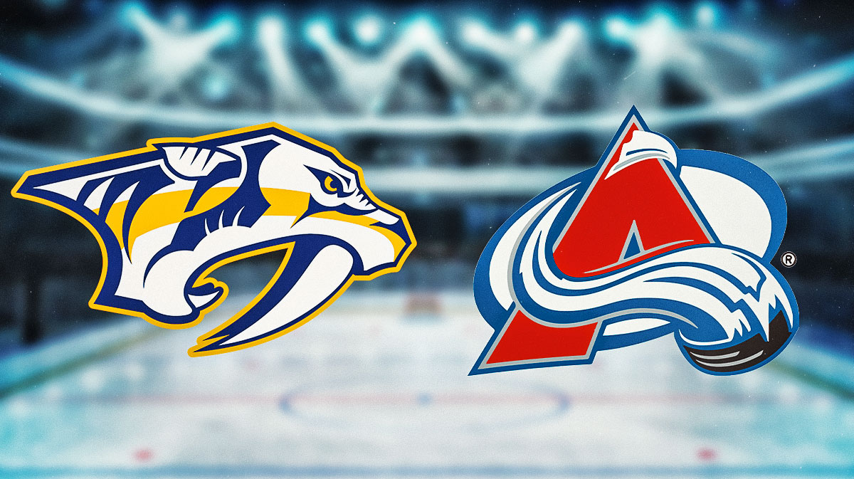 The Nashville Predators logo on one side, the Colorado Avalanche logo on the other side