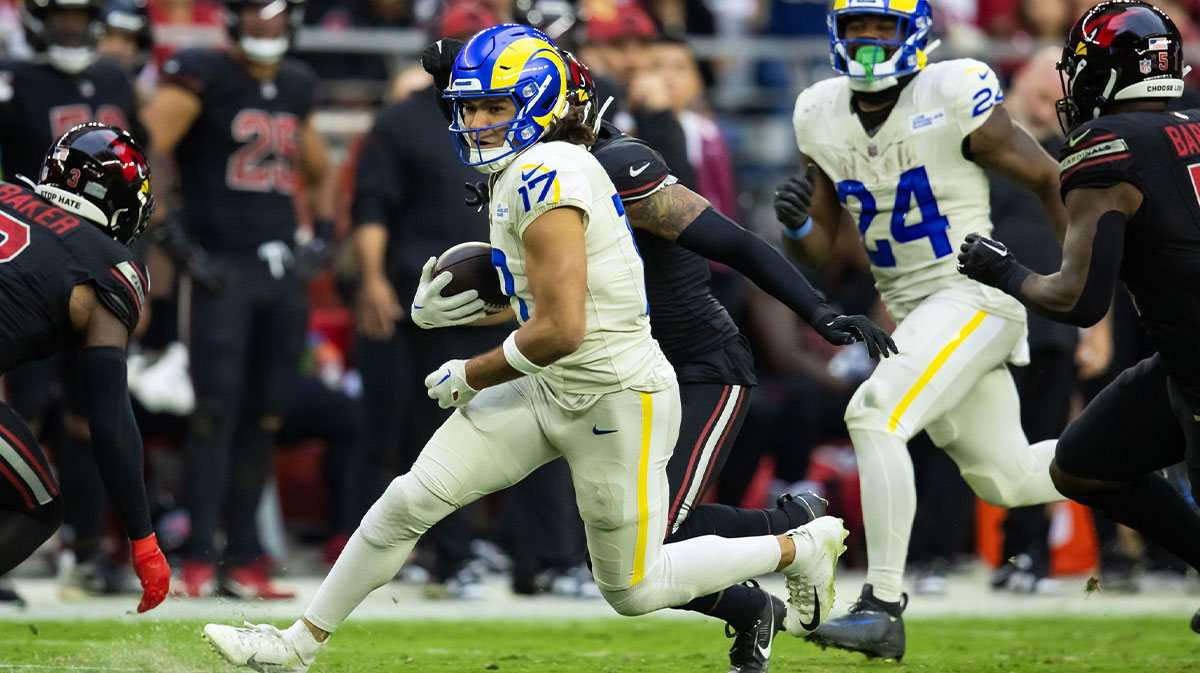 Los Angeles Rams wide receiver Puka Nacua (17) against the Arizona Cardinals at State Farm Stadium.