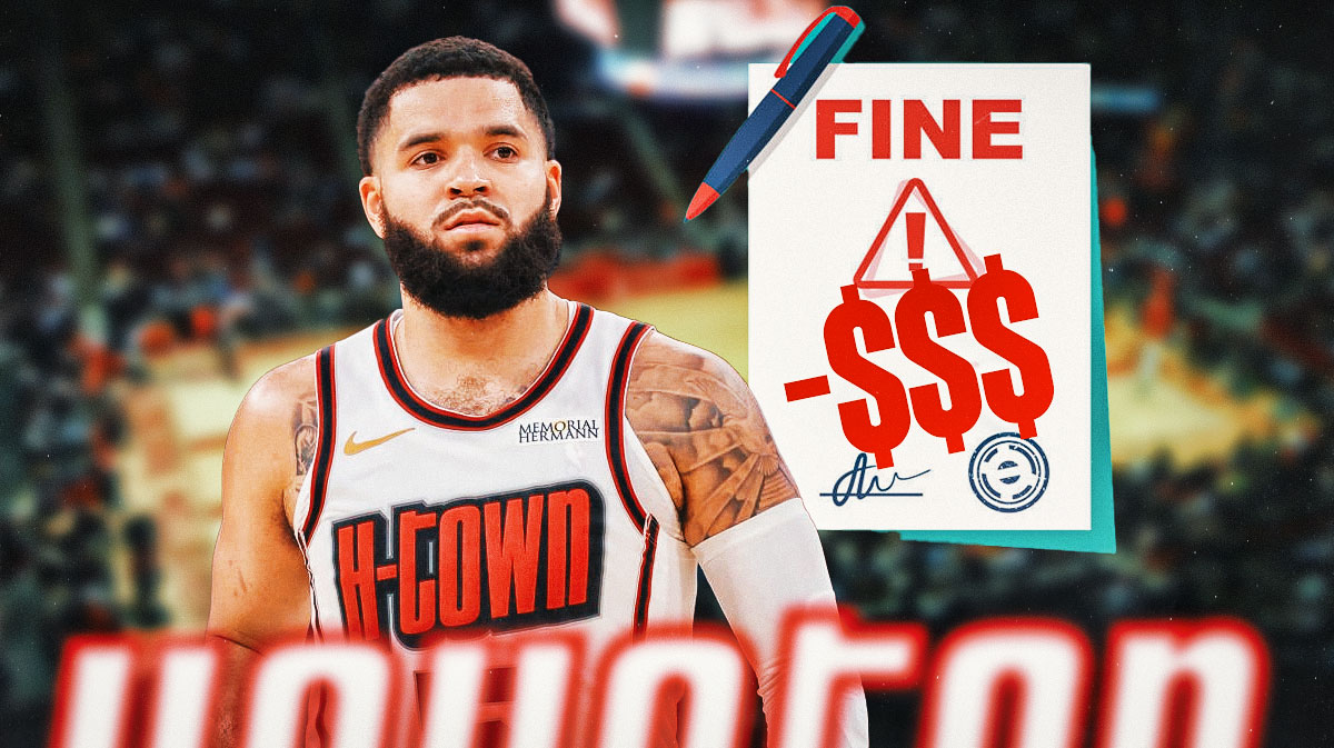 Rockets' Fred VanVleet next to a ticket that says -$$$ in red text