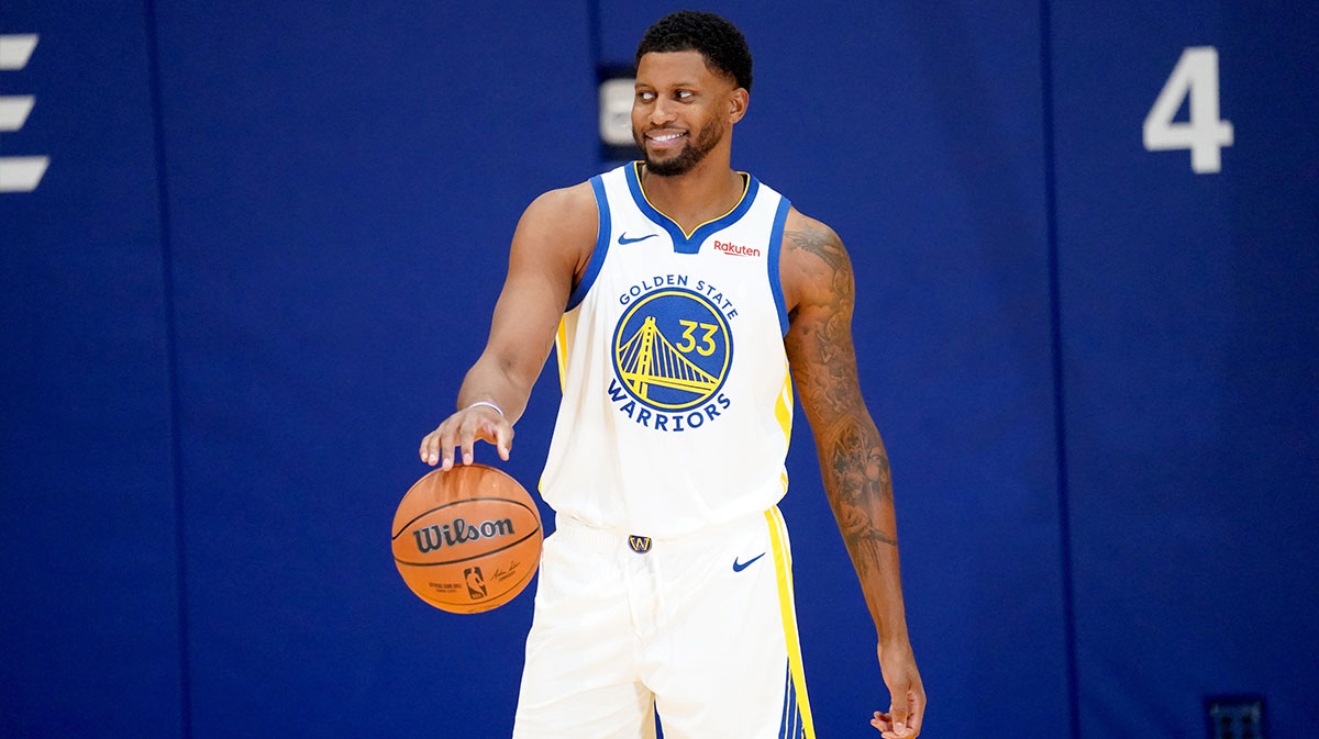 Golden State Warriors Next Rudi Gai (33) Dribblible Ball during the day of the Media in Chese Center.