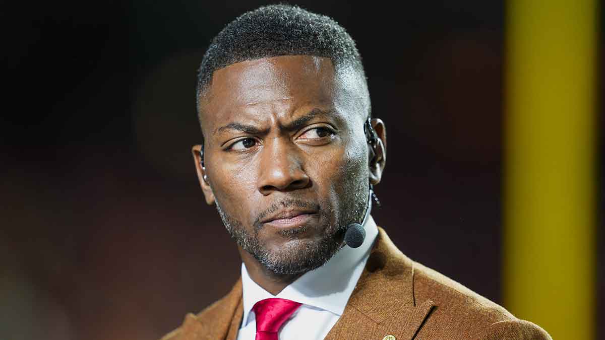 Broadcaster Ryan Clark prior to a game between the Tampa Bay Buccaneers and the Kansas City Chiefs at GEHA Field at Arrowhead Stadium