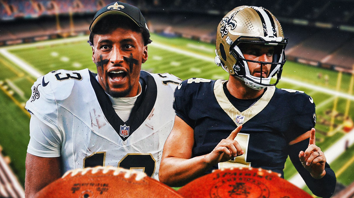 Former New Orleans Saints player Michael Thomas and current Saints quarterback Derek Carr